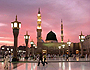تصویری زیبا از لحظه غروب آفتاب در مسجد النبی (ص) 